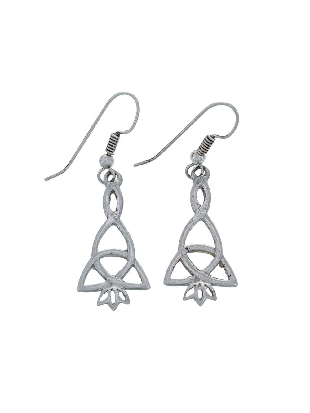 Vintage T Sterling Silver 925 Celtic Knot Dangle Earrings